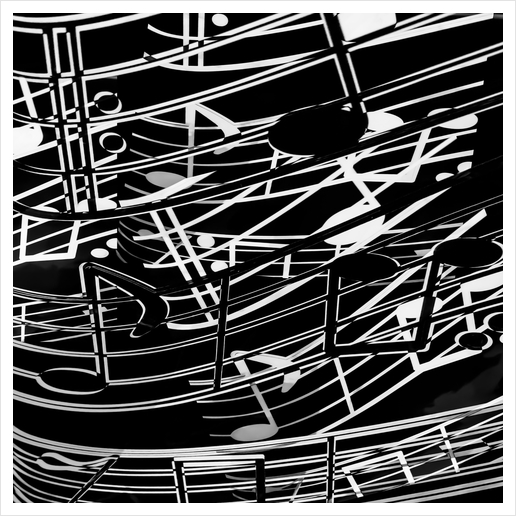 music note sign abstract background in black and white Art Print by Timmy333