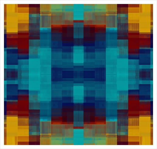 blue yellow and red plaid pattern abstract background Art Print by Timmy333