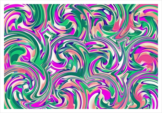 pink purple and green curly painting abstract background Art Print by Timmy333