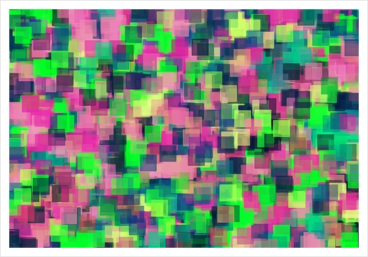 green pink and blue square pattern abstract background Art Print by Timmy333