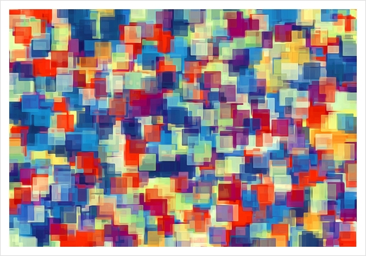 orange red and blue square pattern abstract background Art Print by Timmy333