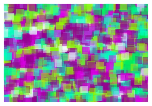 green and purple square pattern abstract background Art Print by Timmy333