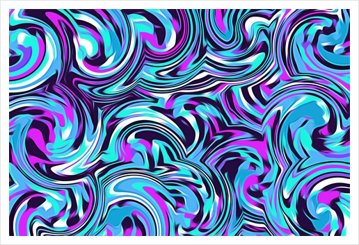 spiral line drawing abstract pattern in blue pink black Art Print by Timmy333