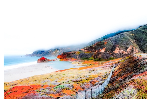 mountain with ocean view at Big Sur, California, USA Art Print by Timmy333