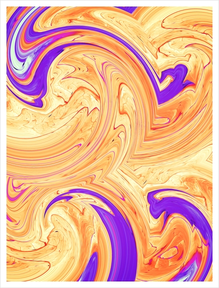 orange and purple spiral painting abstract background Art Print by Timmy333