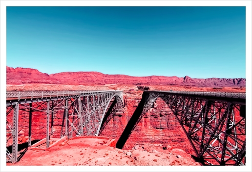 bridge in the desert with blue sky in the USA Art Print by Timmy333