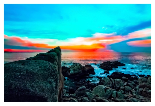 ocean summer sunset sky in California, USA Art Print by Timmy333