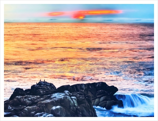 ocean sunset with sunset sky and horizon view in summer Art Print by Timmy333