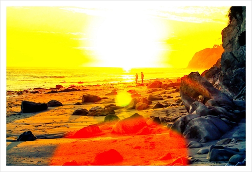 summer beach sunset in California, USA Art Print by Timmy333