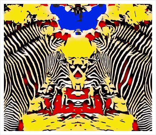 drawing and painting zebras with red yellow and blue background Art Print by Timmy333