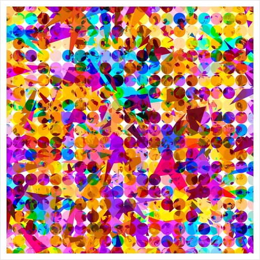 geometric circle and triangle pattern abstract in orange blue pink purple Art Print by Timmy333