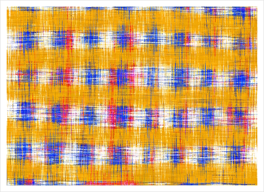 plaid pattern abstract texture in yellow blue pink Art Print by Timmy333