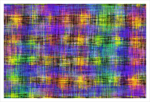 plaid pattern abstract texture in purple yellow green Art Print by Timmy333