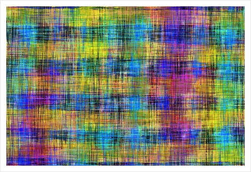 plaid pattern abstract texture in yellow pink blue Art Print by Timmy333