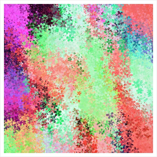 flower pattern abstract background in green pink purple blue Art Print by Timmy333