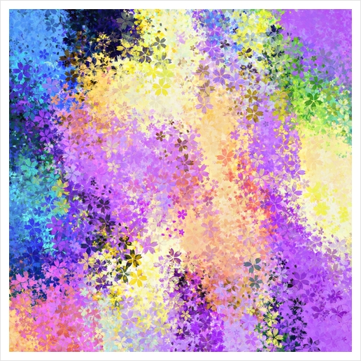 flower pattern abstract background in purple yellow blue green Art Print by Timmy333