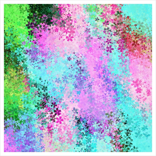flower pattern abstract background in pink purple blue green Art Print by Timmy333