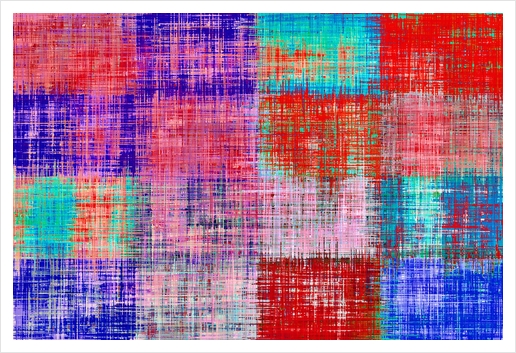 square plaid pattern texture abstract in red blue pink purple Art Print by Timmy333