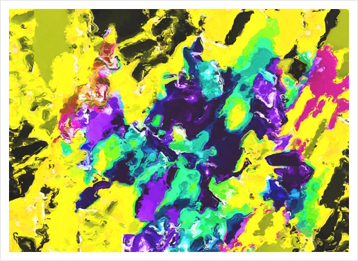 psychedelic splash painting abstract texture in yellow blue green purple Art Print by Timmy333