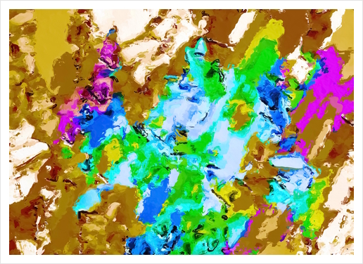 psychedelic splash painting abstract texture in brown green blue pink Art Print by Timmy333