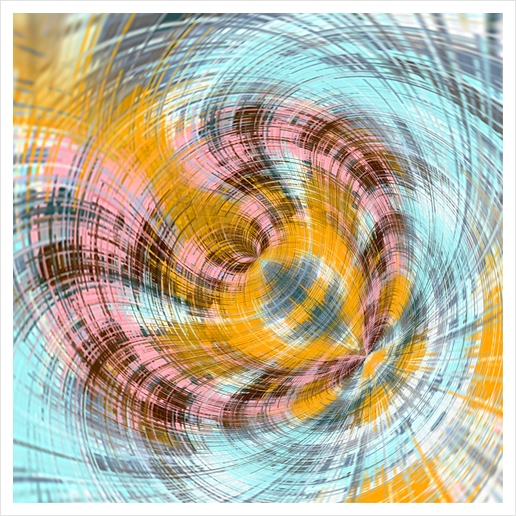 pink yellow and blue spiral drawing abstract background Art Print by Timmy333