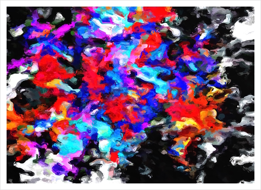 psychedelic splash painting abstract texture blue red pink black Art Print by Timmy333