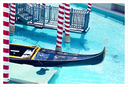 Classic Gondola boat and blue water Art Print by Timmy333