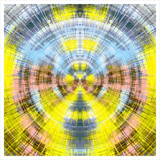 yellow blue and pink circle plaid pattern abstract background Art Print by Timmy333