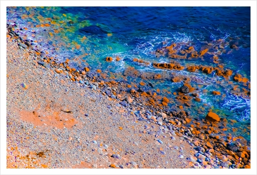 blue water at the ocean with rock and stone in summer Art Print by Timmy333