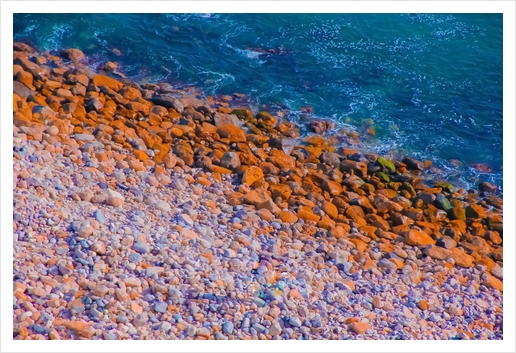 ocean with blue water and rock in summer Art Print by Timmy333