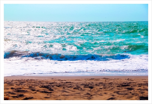 sandy beach with blue water and blue sky in summer Art Print by Timmy333