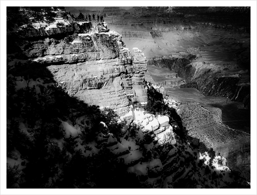 winter light at Grand Canyon national park, USA in black and white Art Print by Timmy333