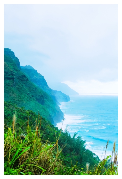 green mountain and ocean view at Kauai, Hawaii, USA Art Print by Timmy333