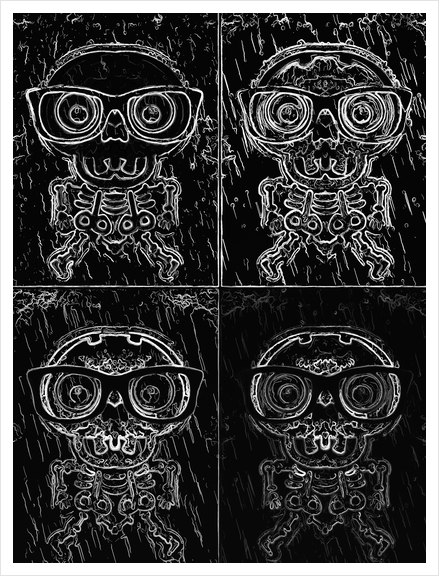 funny skull and bone with glasses in black and white Art Print by Timmy333