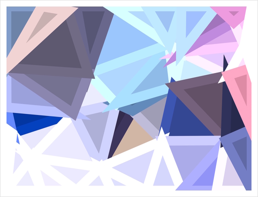 geometric triangle polygon shape abstract background in blue and pink Art Print by Timmy333