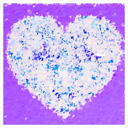 blue and white heart shape with purple background Art Print by Timmy333