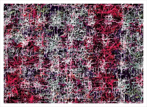 psychedelic abstract art pattern texture background in red pink black Art Print by Timmy333