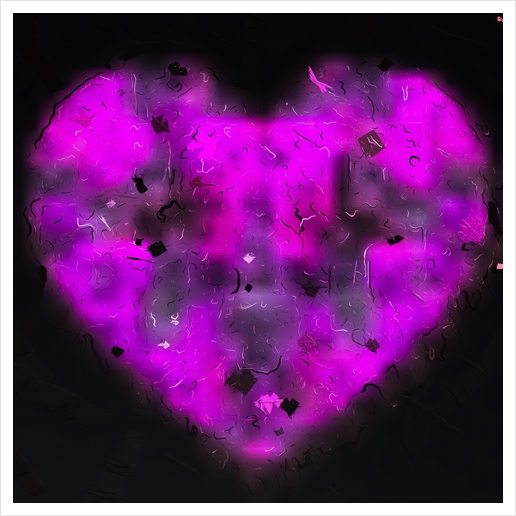 pink blurry heart shape with black background Art Print by Timmy333