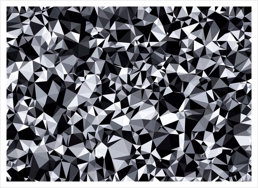 geometric triangle polygon pattern abstract in black and white Art Print by Timmy333