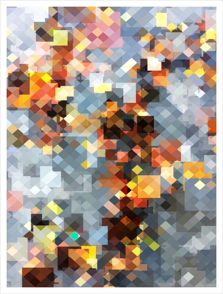 brown geometric square pixel pattern abstract background Art Print by Timmy333