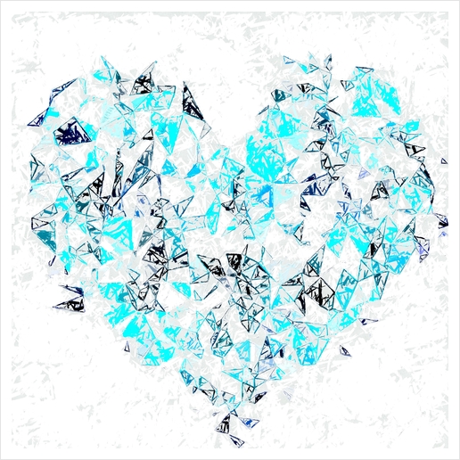 blue heart shape abstract with white abstract background Art Print by Timmy333