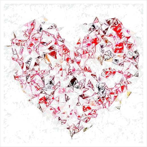 red heart shape abstract with white abstract background Art Print by Timmy333