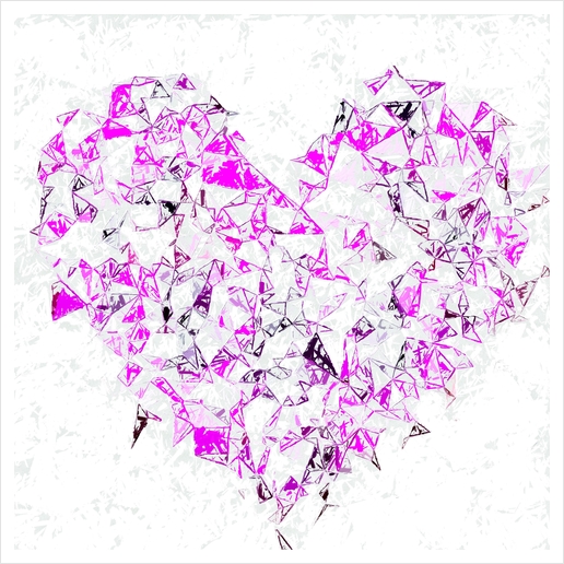 pink heart shape abstract with white abstract background Art Print by Timmy333