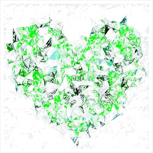 green heart shape abstract with white abstract background Art Print by Timmy333