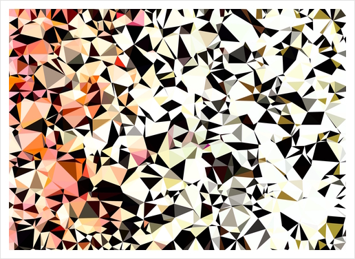 geometric triangle pattern abstract in pink brown black Art Print by Timmy333