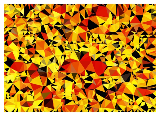 geometric triangle pattern abstract in orange yellow red Art Print by Timmy333