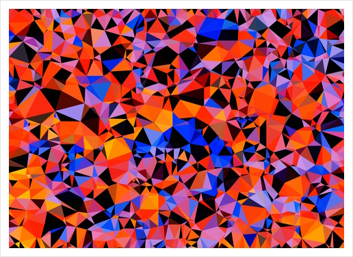 geometric triangle pattern abstract in blue orange red Art Print by Timmy333