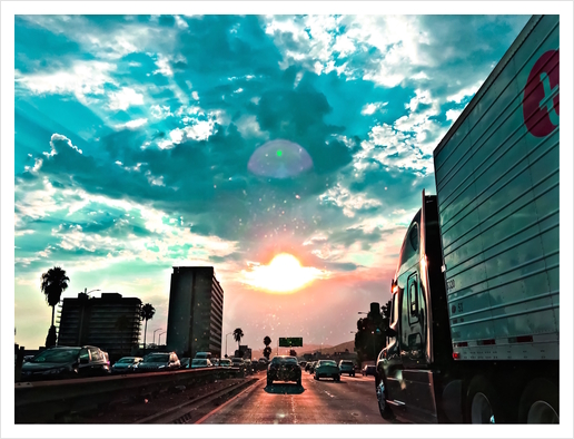 urban road with beautiful cloudy summer sunset sky Art Print by Timmy333