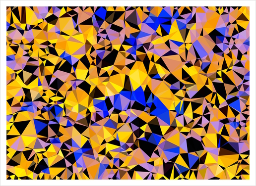 geometric triangle pattern abstract in orange blue yellow Art Print by Timmy333