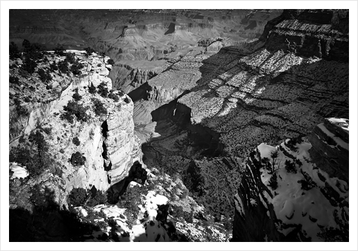 winter at Grand Canyon national park, USA in black and white Art Print by Timmy333